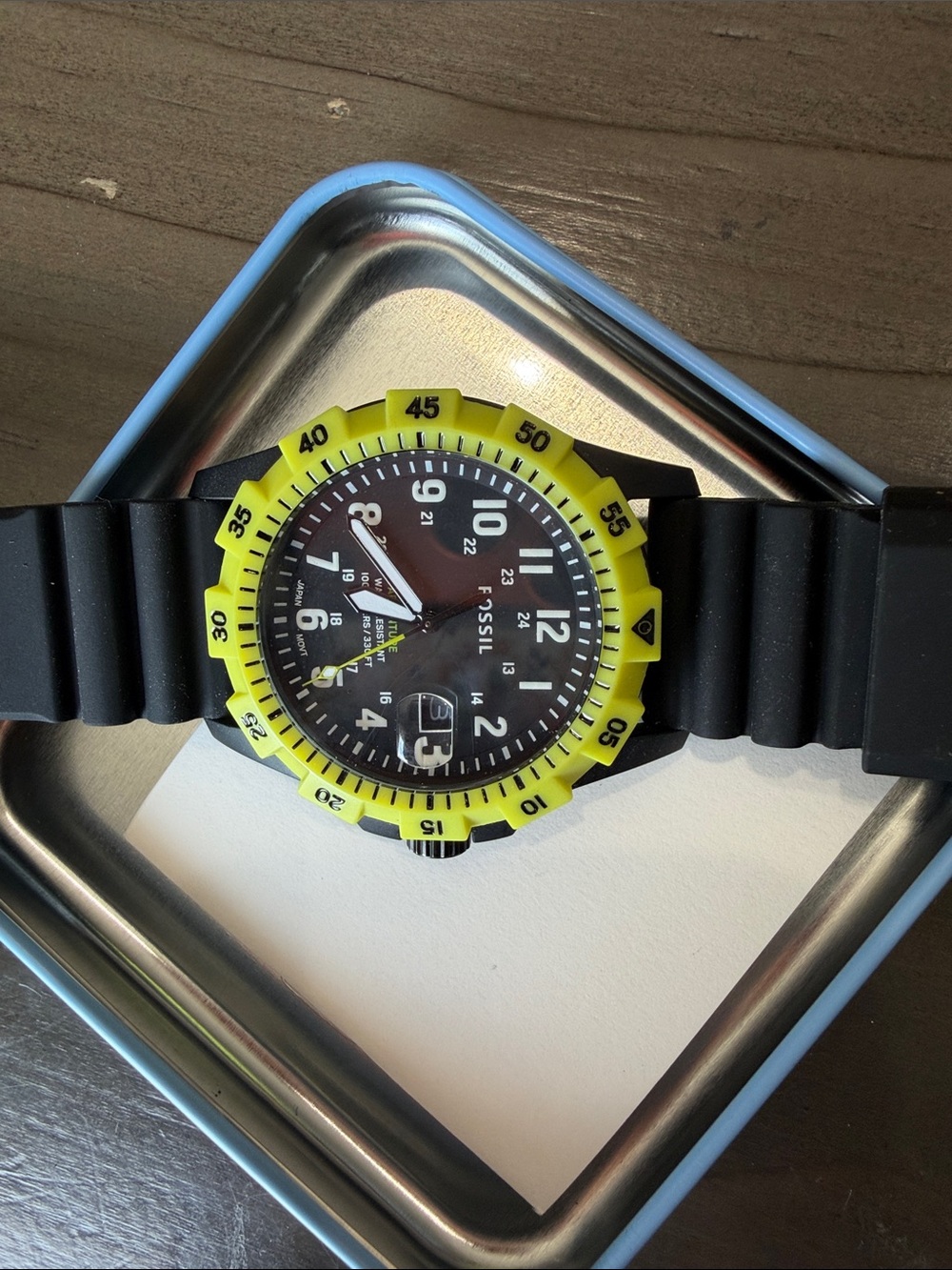 Fossil Men's Black neon green Watch